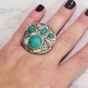 Faux Jade ring. Back is stretch.